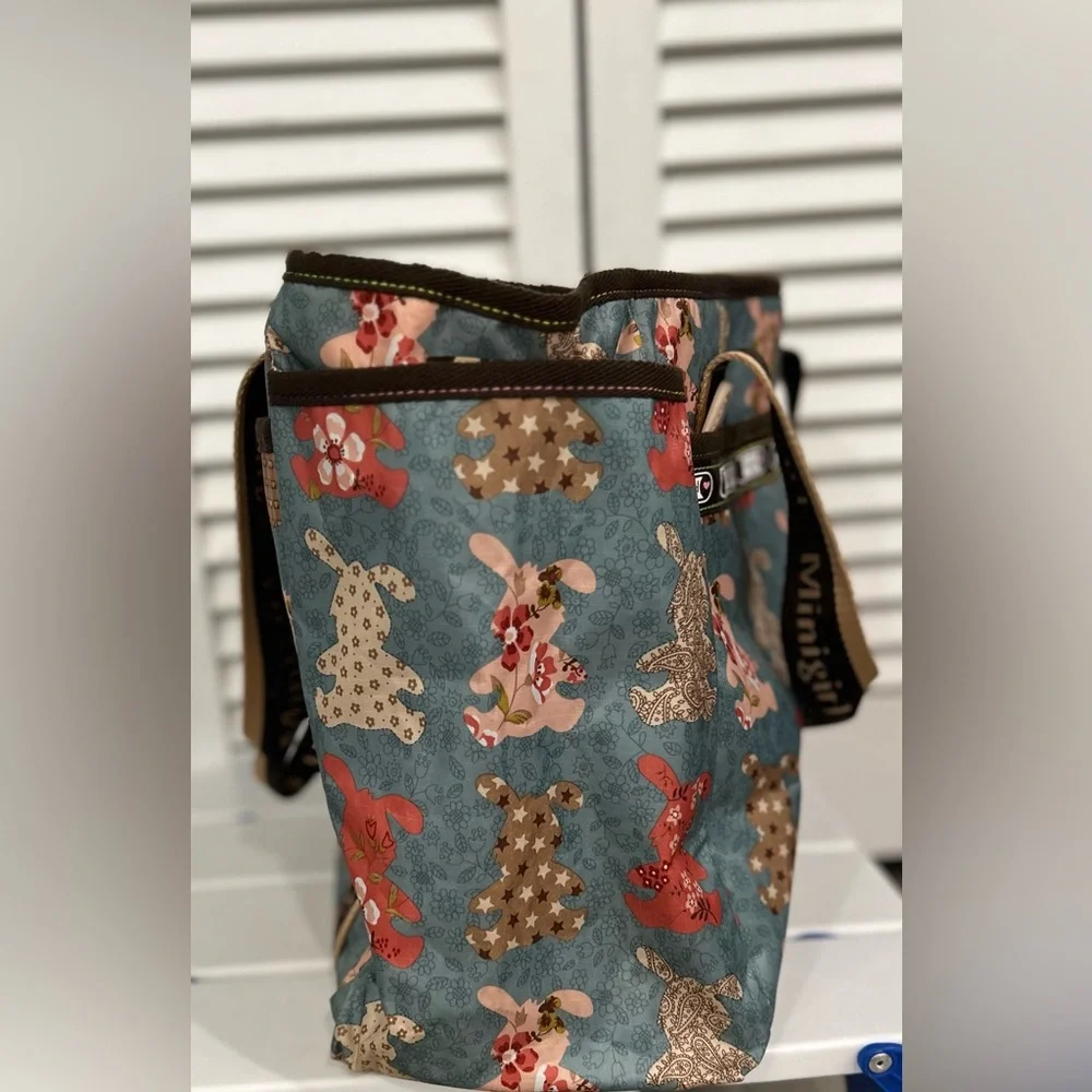 Minigirl tote bag/ diaper bag in adorable rabbit print